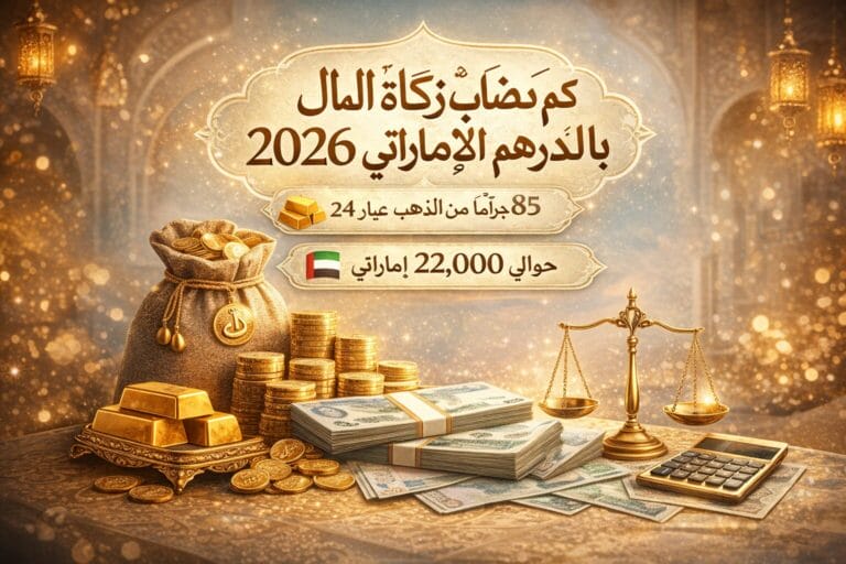 كم نصاب زكاة المال بالدرهم الإماراتي 2026 وطريقة حساب 85 جرام ذهب